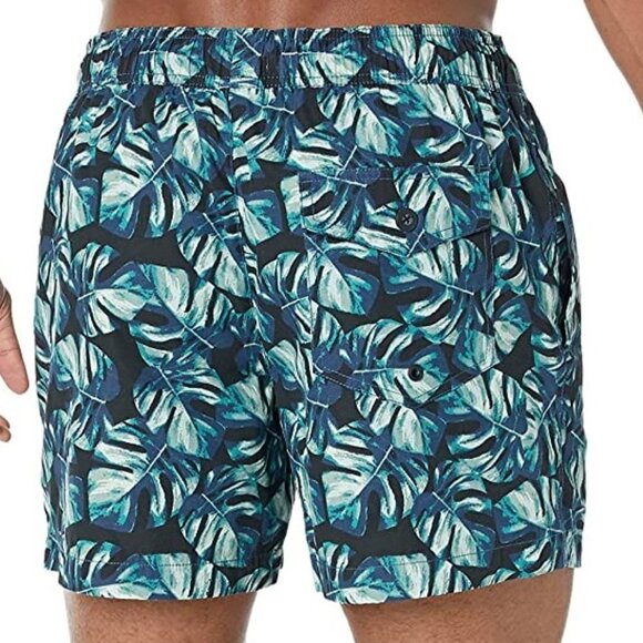 Men's 5" Swim Trunk, Black, Palm Leaf Size XXL - Picture 2 of 6